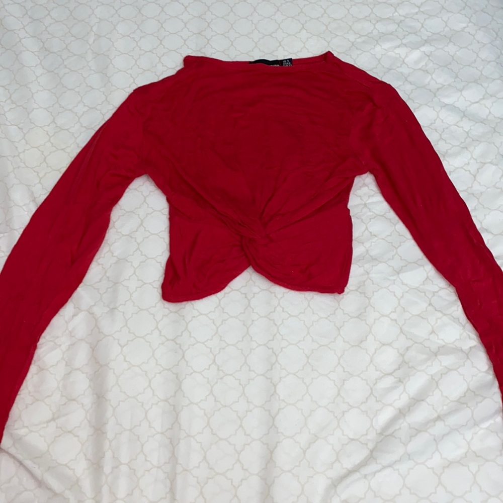Red Longsleeved Wraptop Croptop.